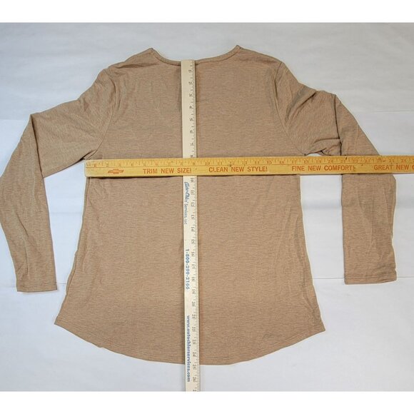 Emerald Long Sleeve Top V Neck Tan Camel 1/2 Button Down Detail Womens Small - Picture 6 of 6
